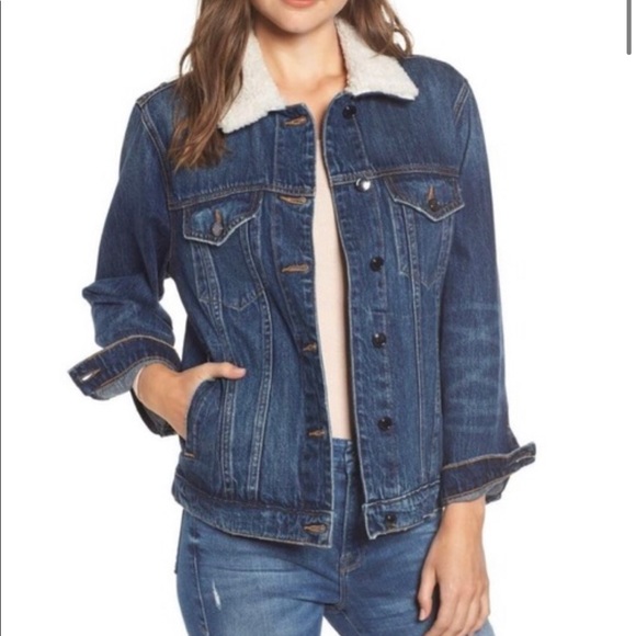 Good American Jackets & Blazers - Good American NWT Sherpa collar jean jacket S/M